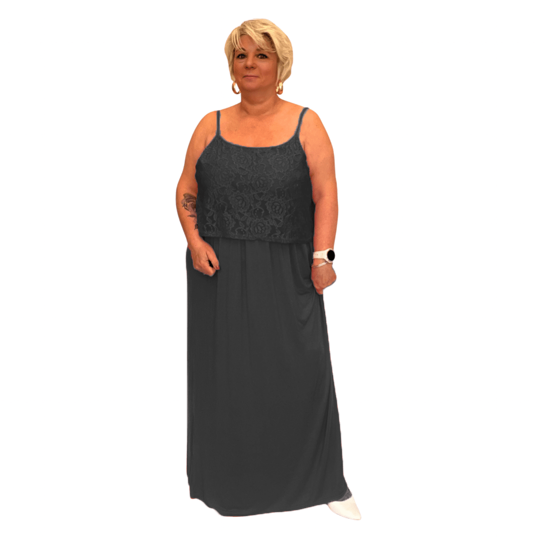 ROCKTHOSECURVES STRAPPY LACE OVERLAY MAXI DRESS - FullFab