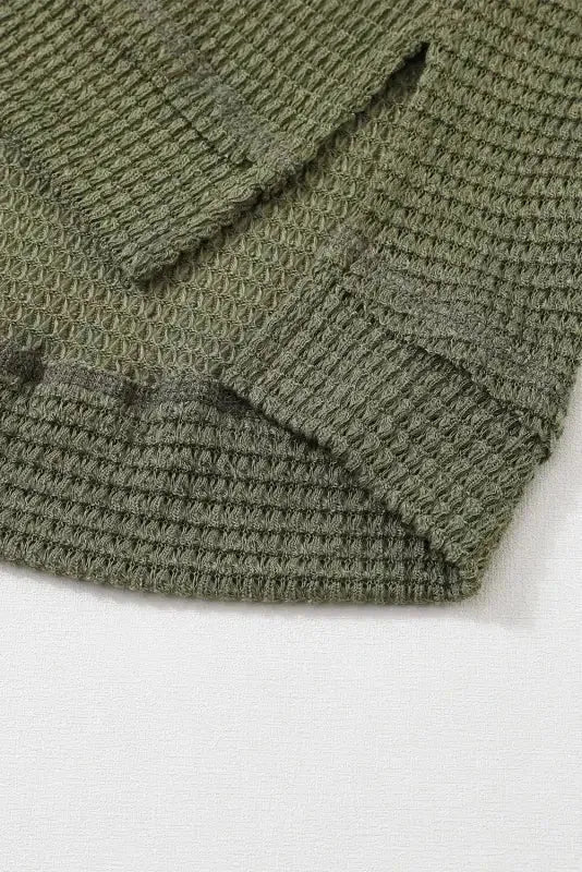 Moss Green Textured Knit Top | Plus Size Long Sleeve - FullFab