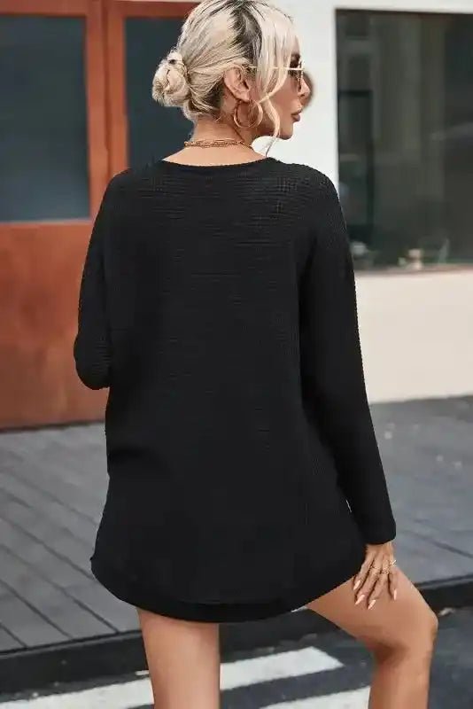 Moss Green Textured Knit Top | Plus Size Long Sleeve - FullFab