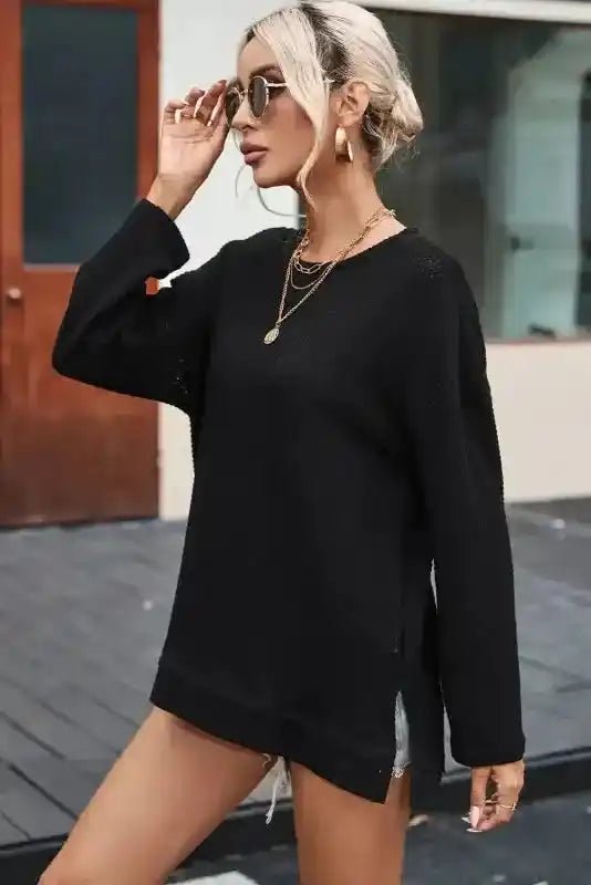 Moss Green Textured Knit Top | Plus Size Long Sleeve - FullFab