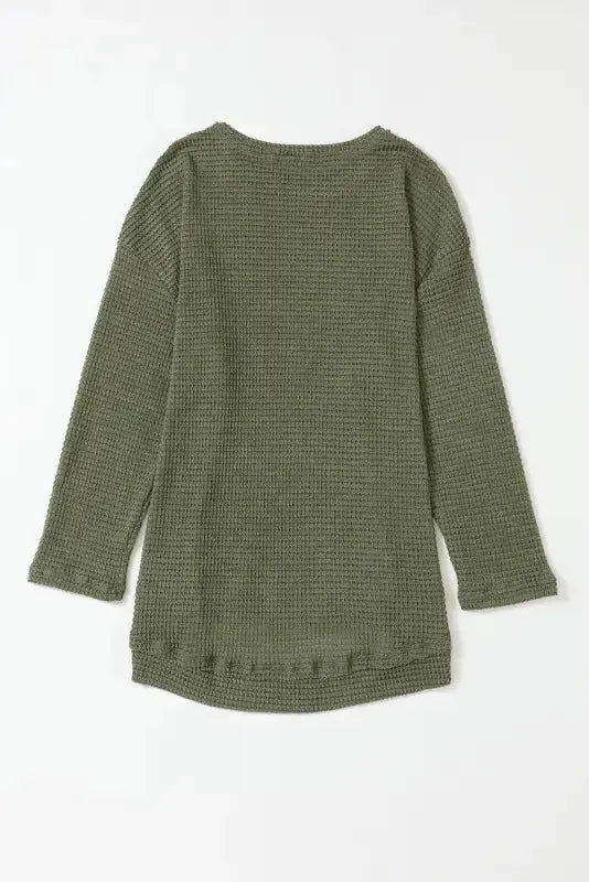 Moss Green Textured Knit Top | Plus Size Long Sleeve - FullFab