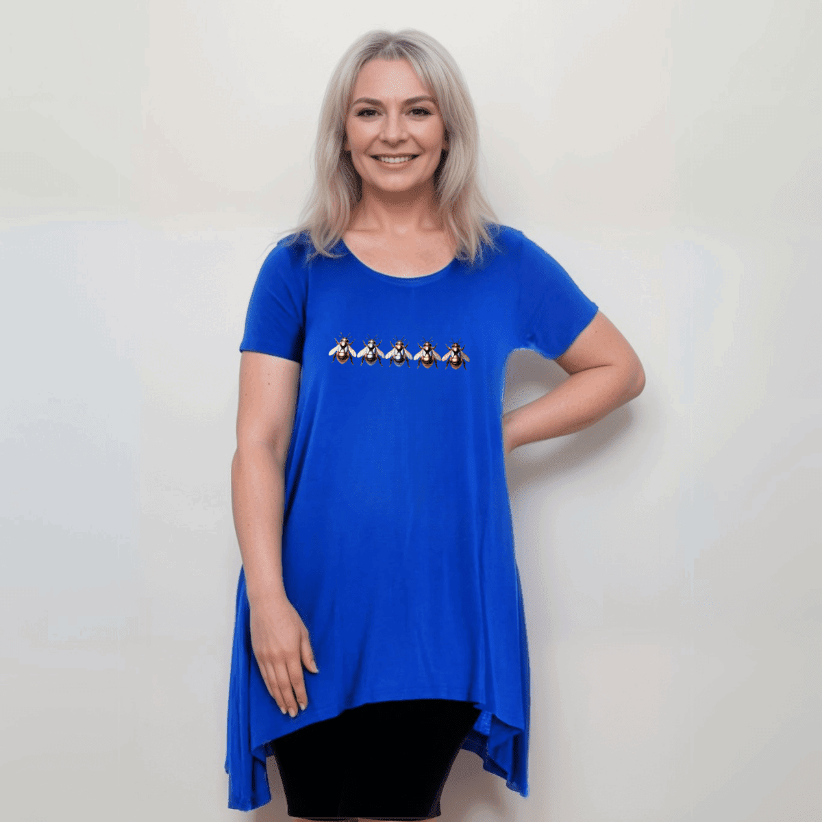 Multi Coloured Bee-Logo Hanky-Hem Swing Top - FullFab