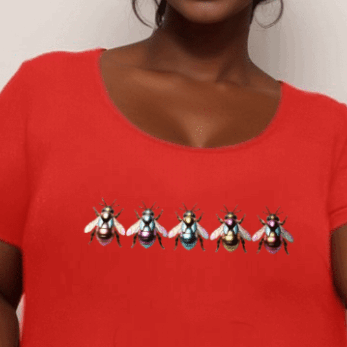 Multi Coloured Bee-Logo Hanky-Hem Swing Top - FullFab