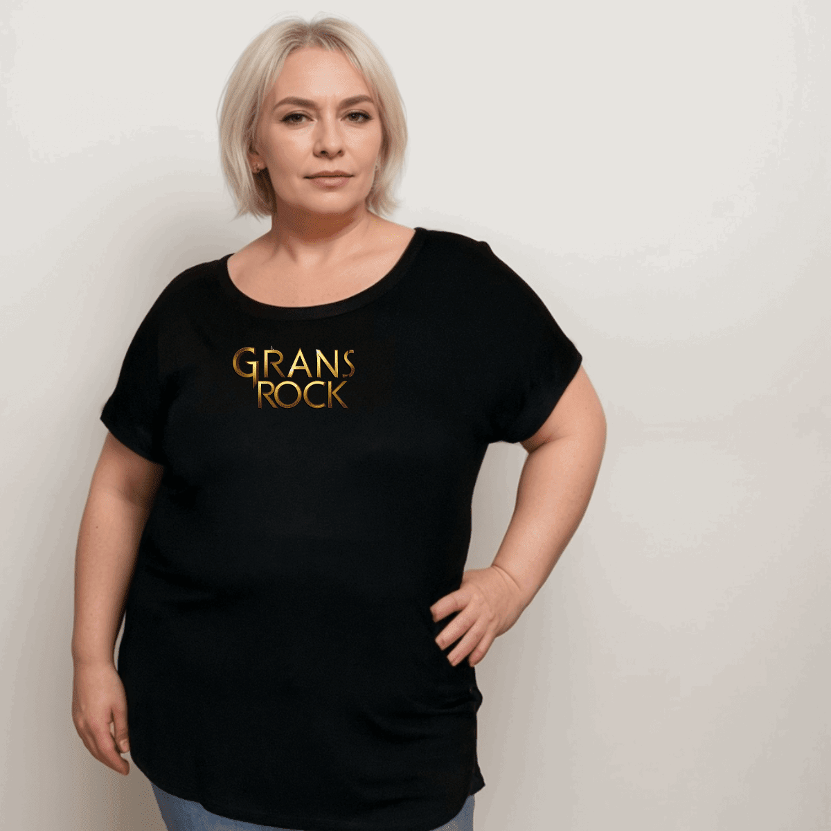 NANAS ROCK BLACK DIPPED HEM T-SHIRT - FullFab