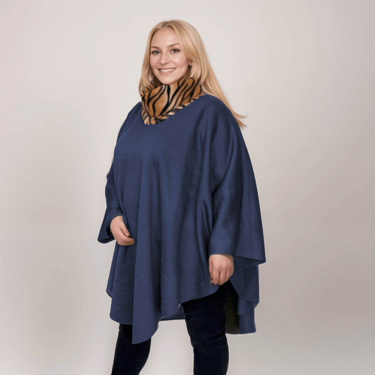 FLEECE POLO NECK OVERSIZED PONCHO / JUMPER - FullFab