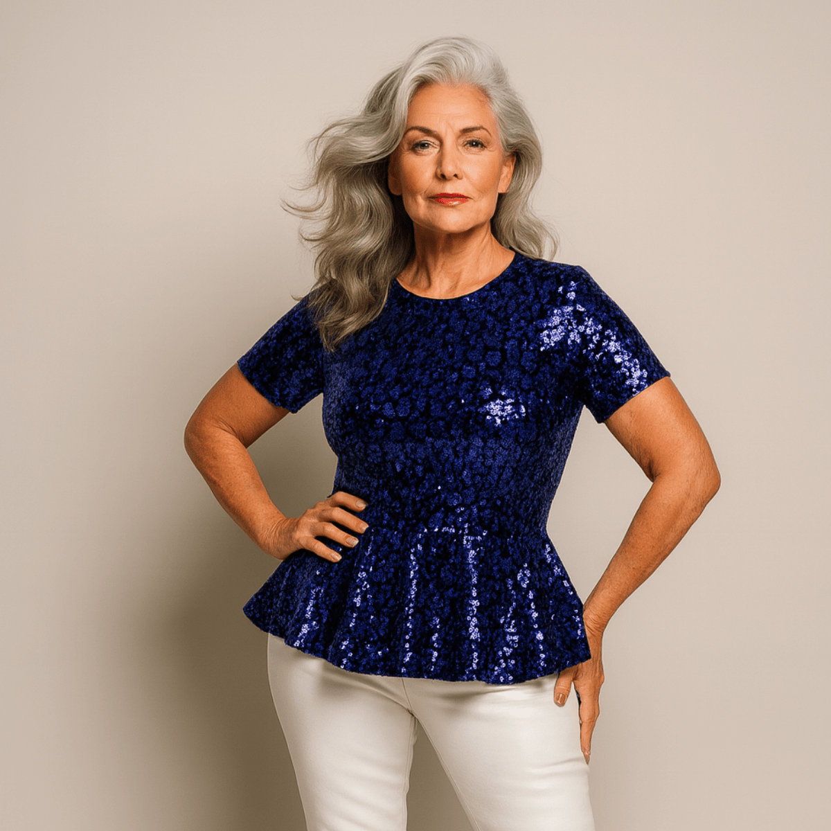 Sparkly Sequin Peplum Party Top - FullFab