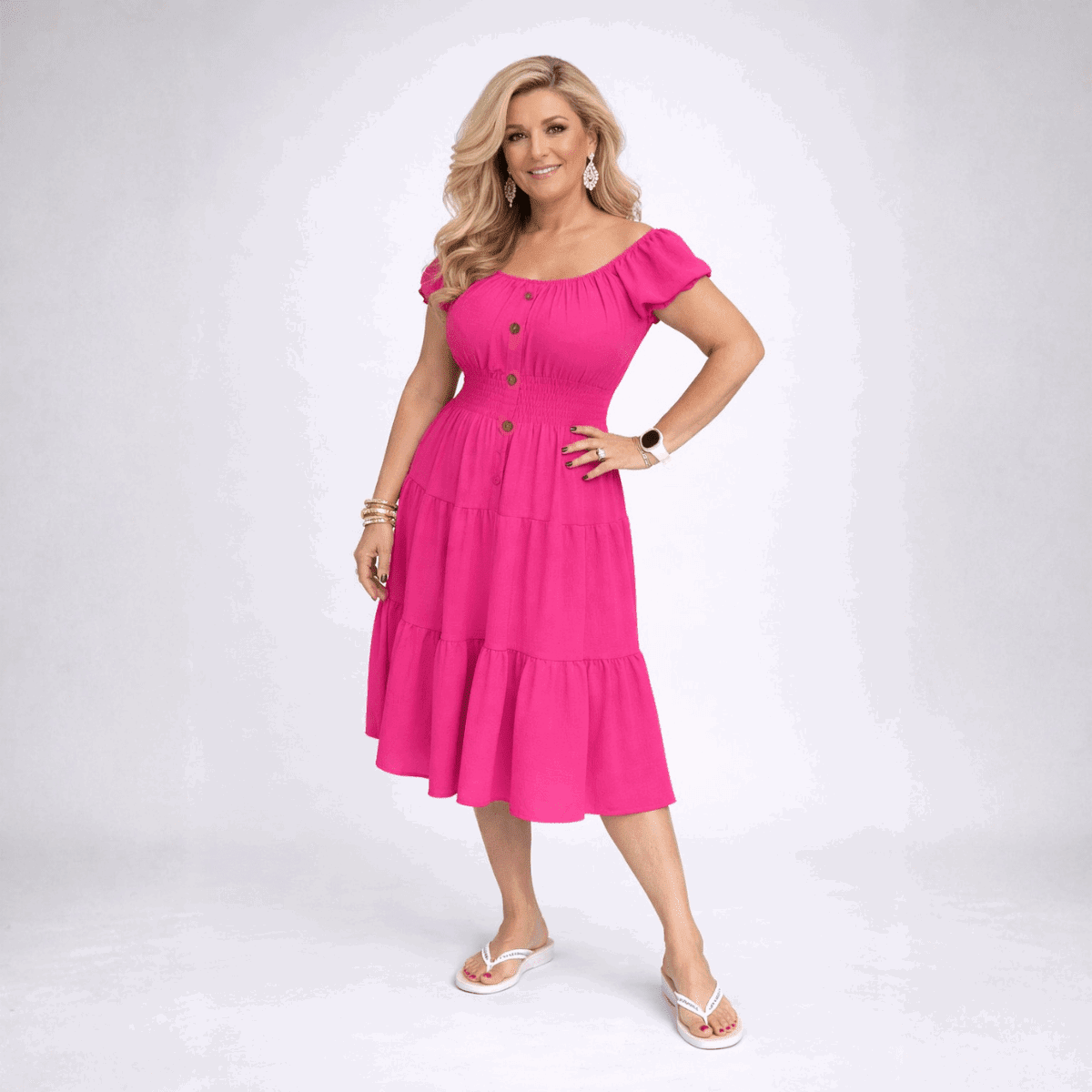 Off Shoulder Frilled / Layered Gypsy Dress - FullFab