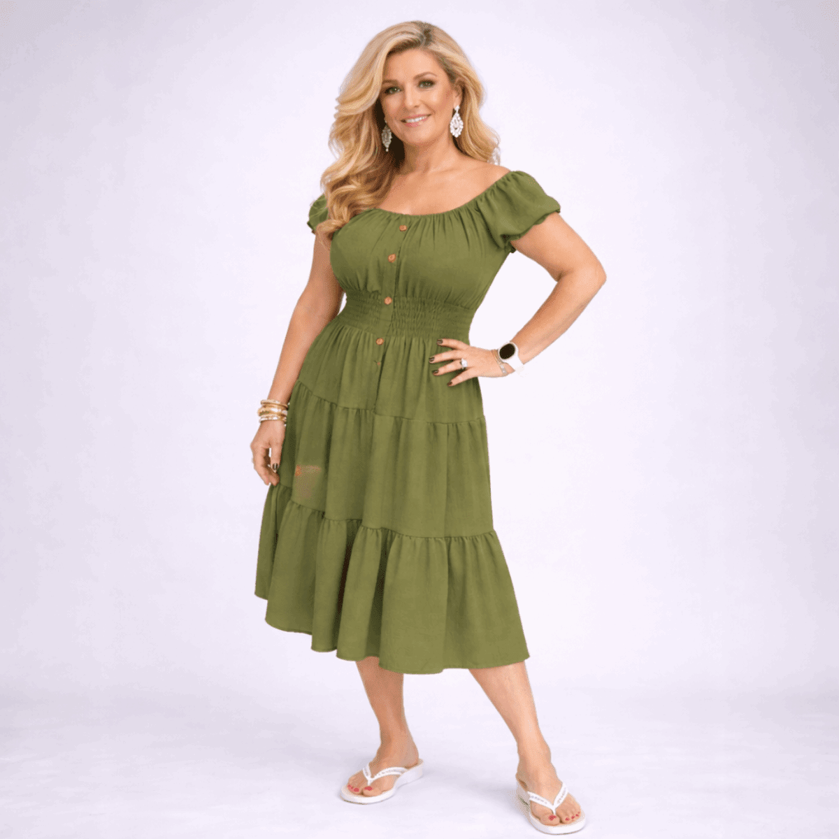 Off Shoulder Frilled / Layered Gypsy Dress - FullFab