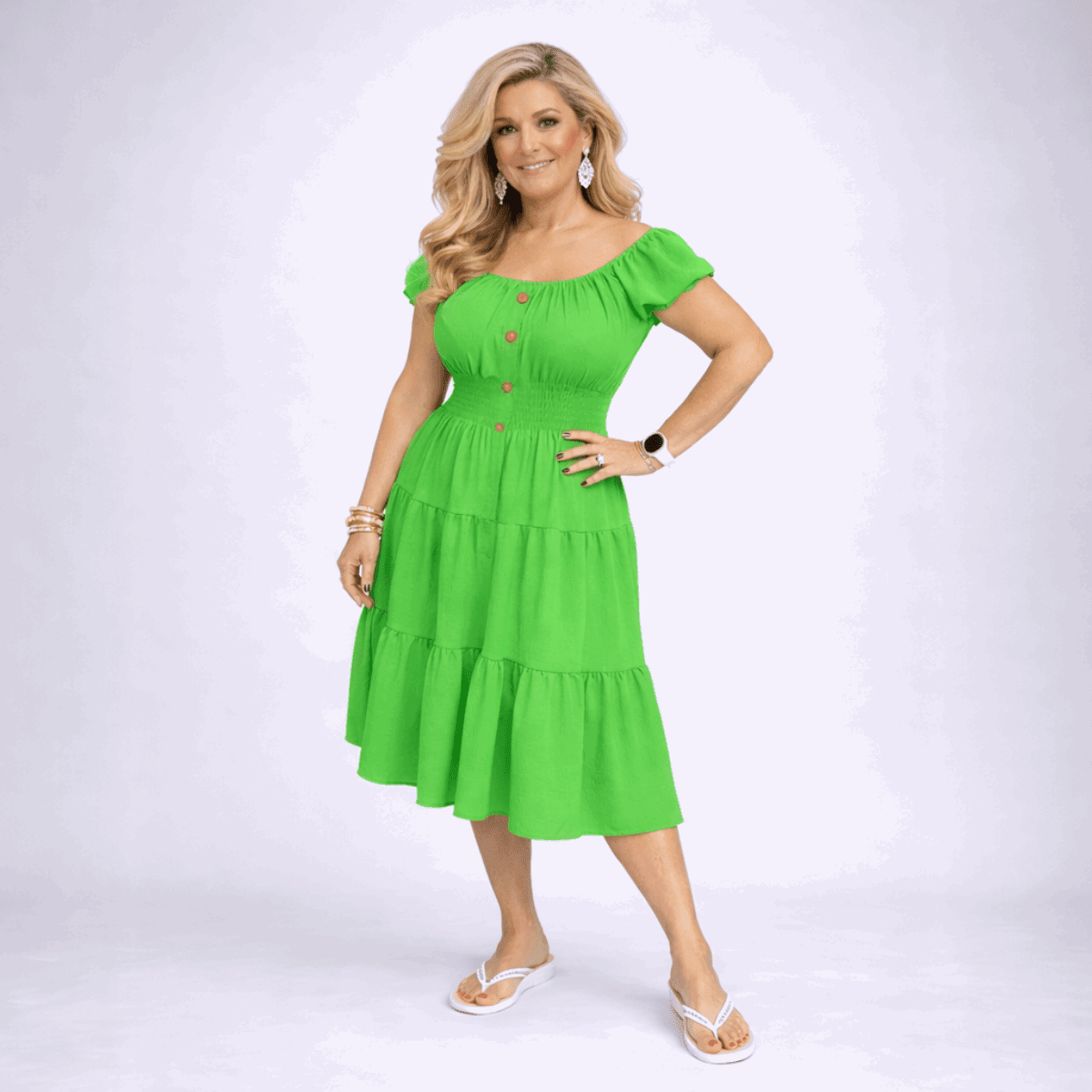 Off Shoulder Frilled / Layered Gypsy Dress - FullFab