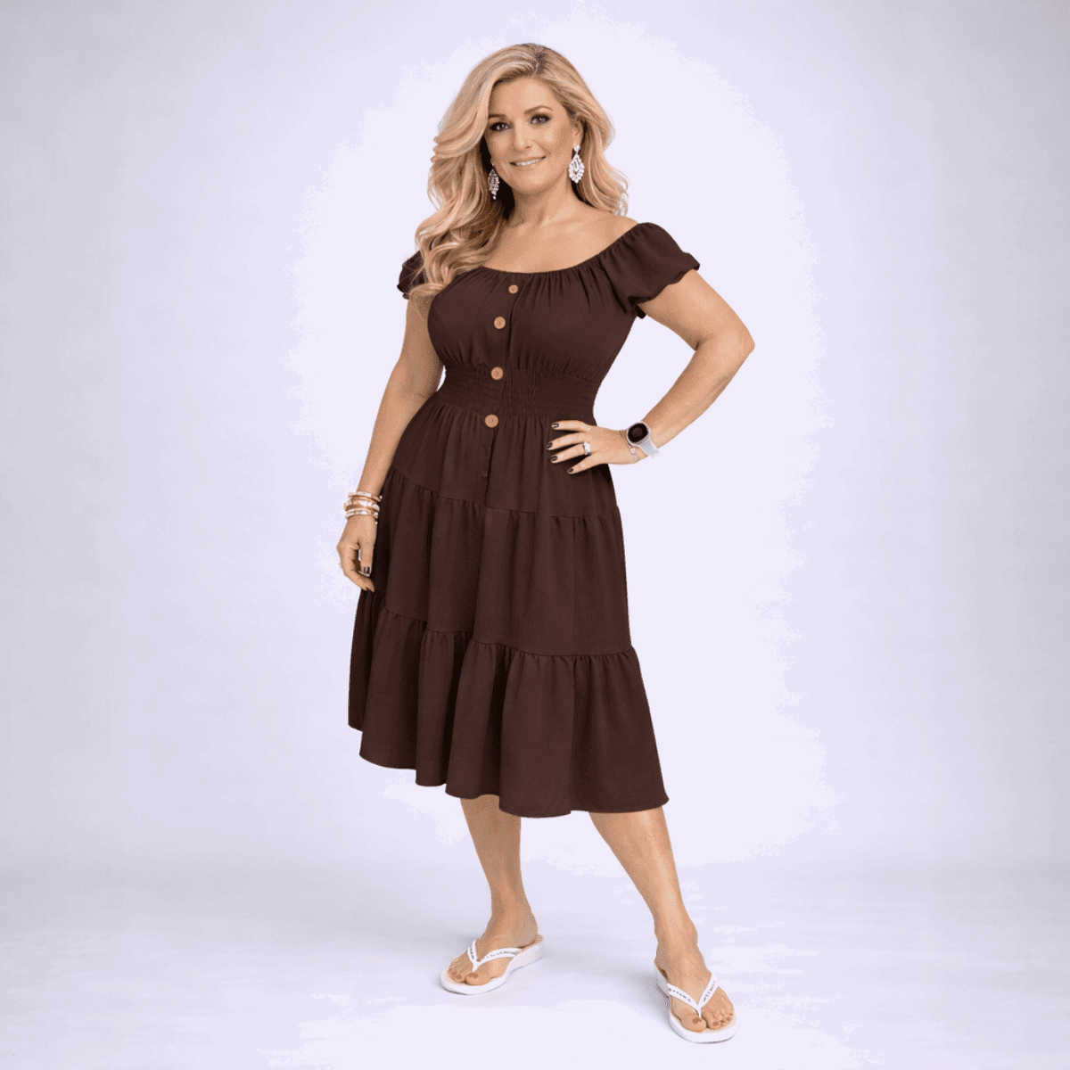 Off Shoulder Frilled / Layered Gypsy Dress - FullFab