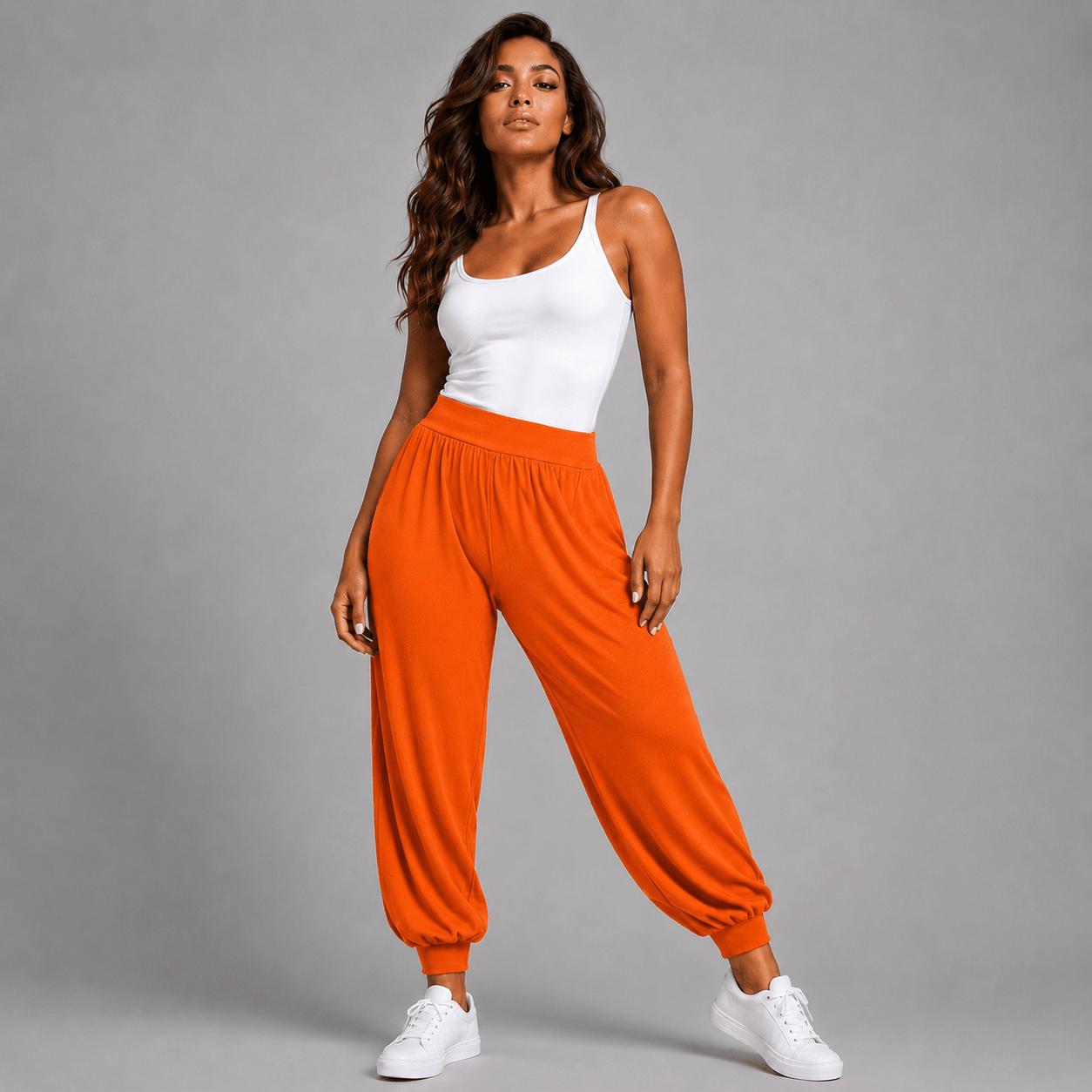Soft Stretchy High Waist Harem Pants - FullFab