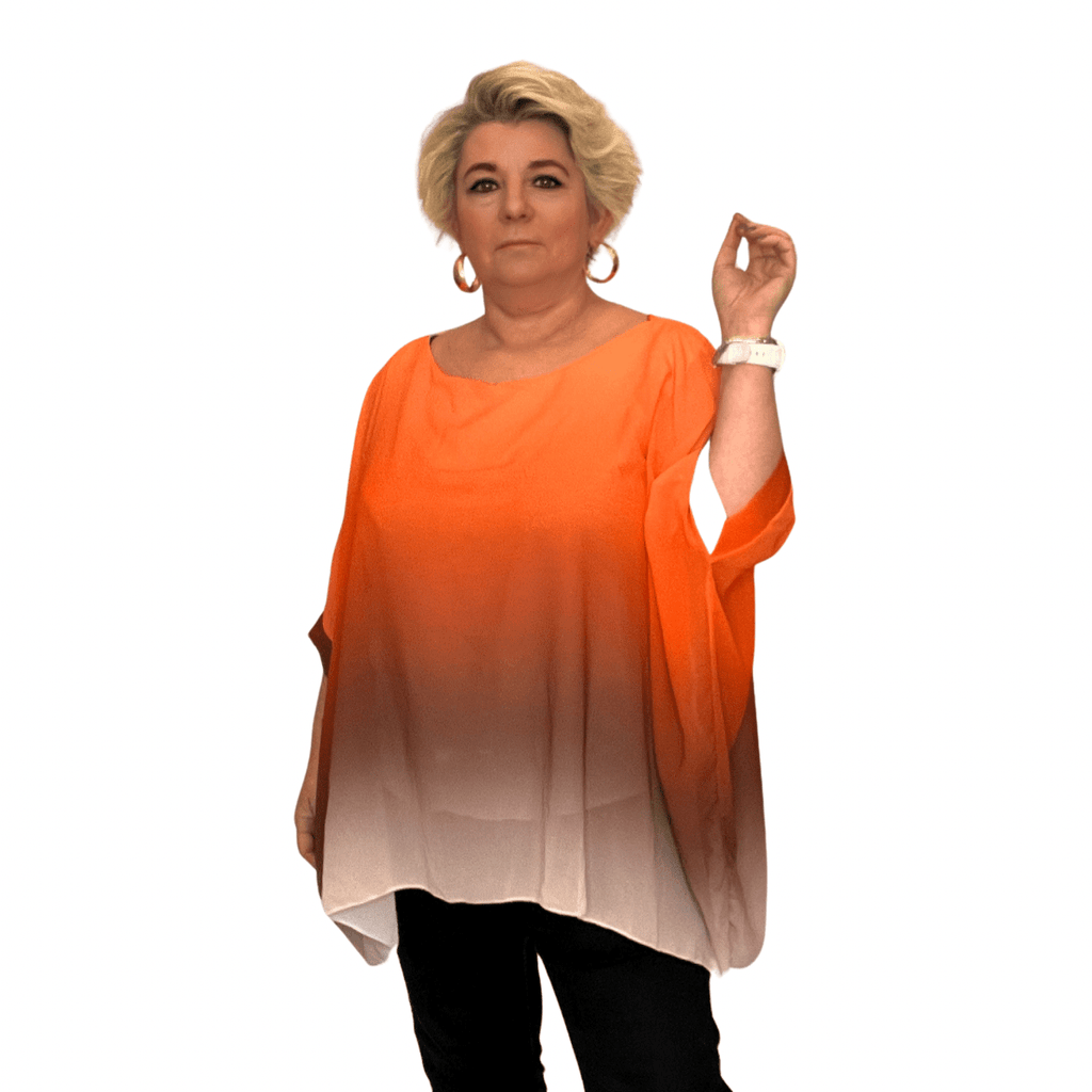 OMBRE CHIFFON OVERSIZED BATWING BLOUSE - FullFab