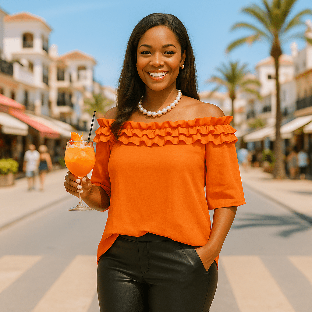 Ruffled Neckline Off Shoulder Blouse - FullFab