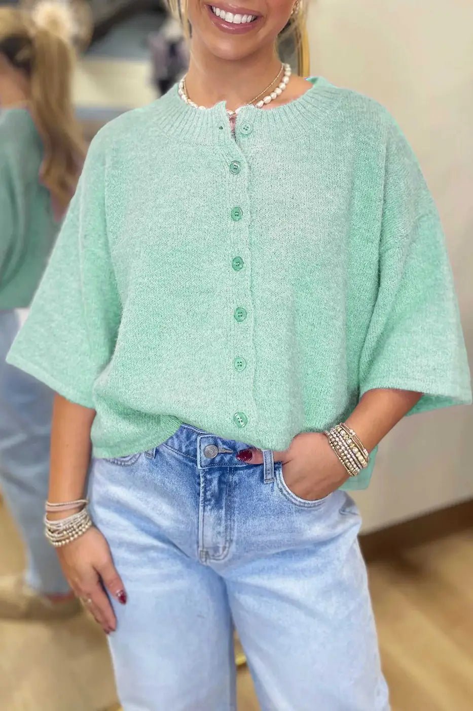 Pastel Fuzzy Knit Boxy Cardigan Women UK - FullFab
