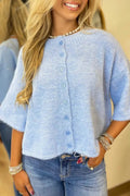 Pastel Fuzzy Knit Boxy Cardigan Women UK - FullFab