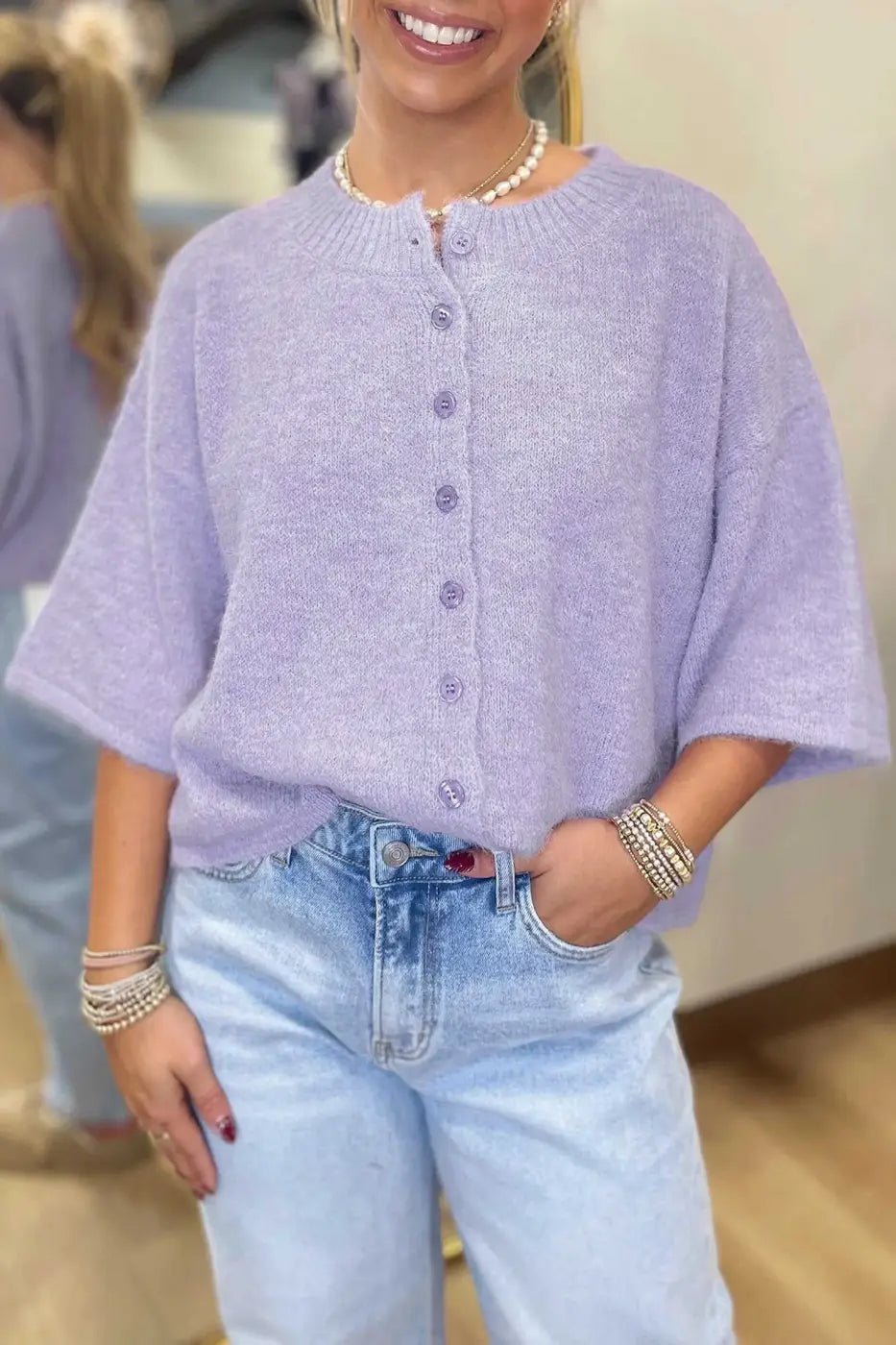 Pastel Fuzzy Knit Boxy Cardigan Women UK - FullFab