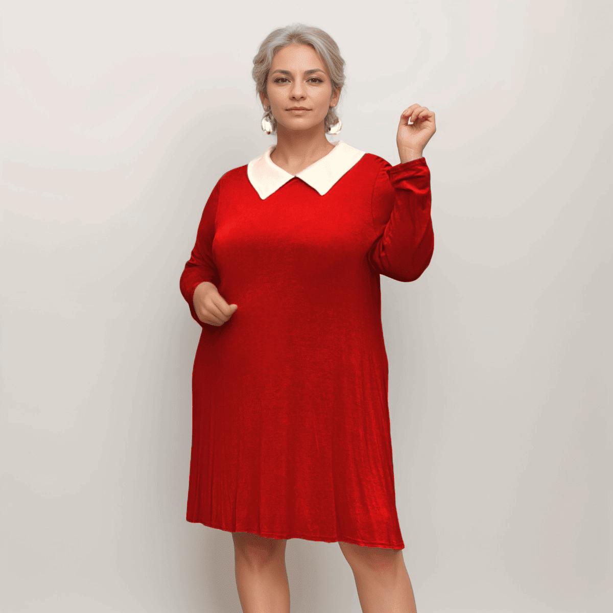 Peter Pan Collar Long Sleeve Swing Top - FullFab