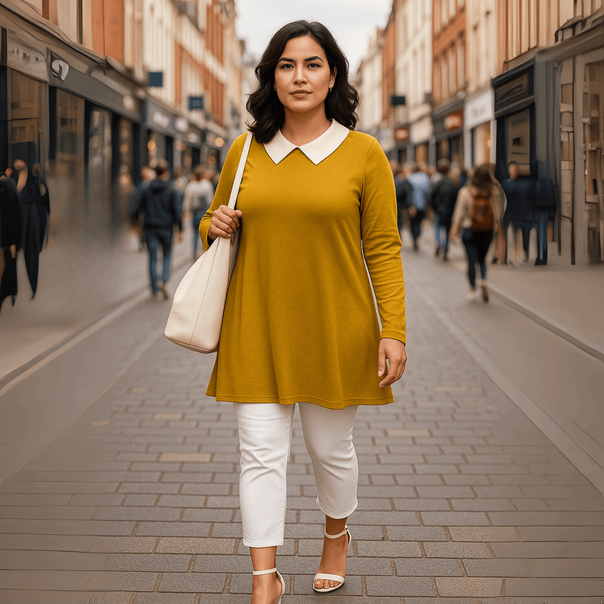 Peter Pan Collar Long Sleeve Swing Top - FullFab