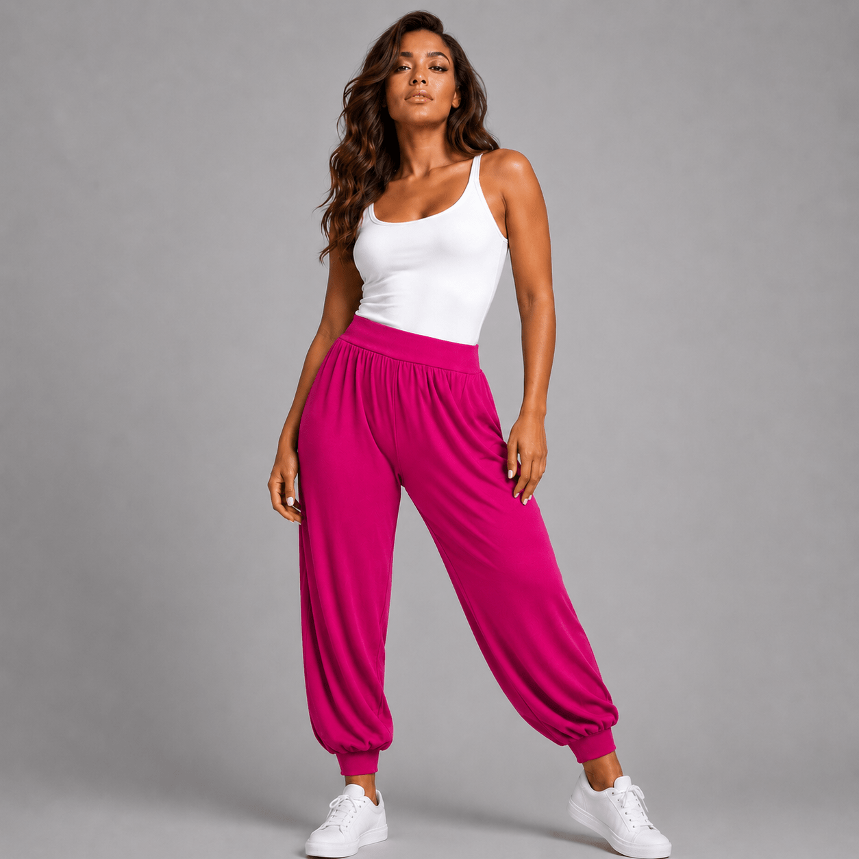 Soft Stretchy High Waist Harem Pants - FullFab
