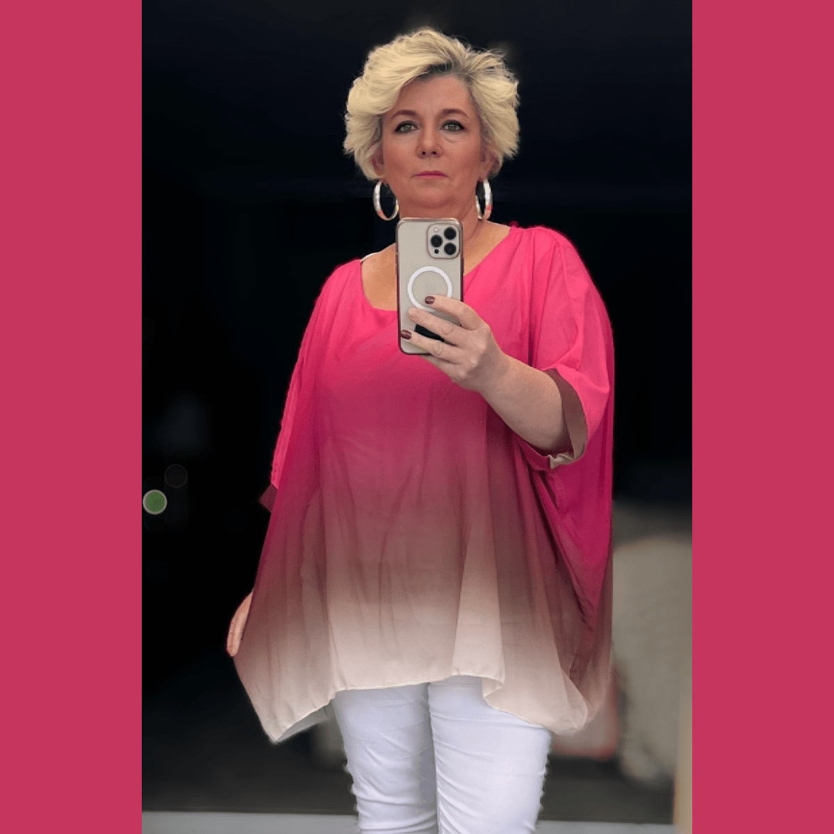 OMBRE CHIFFON OVERSIZED BATWING BLOUSE - FullFab