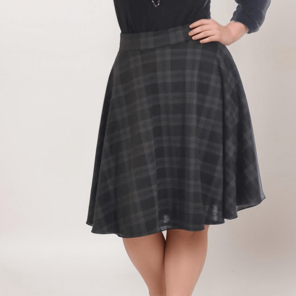 ROCKTHOSECURVES TARTAN A-LINE SWING SKATER SKIRT WITH ELASTICATED WAIST - FullFab