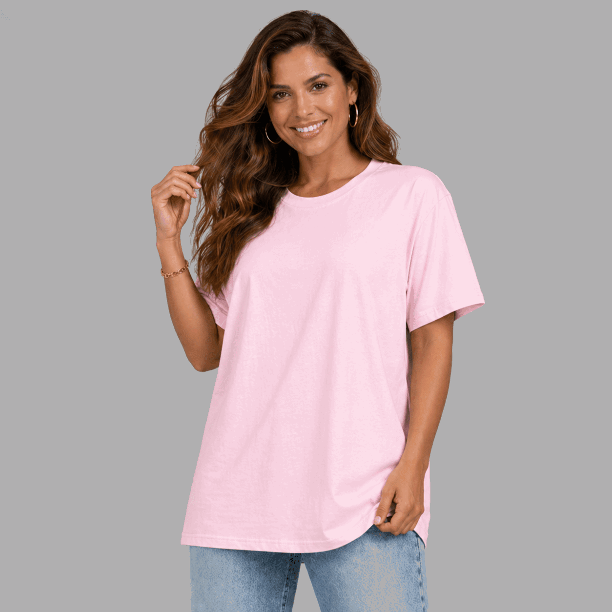Plain Short Sleeve Long Length Cotton T-Shirt - FullFab