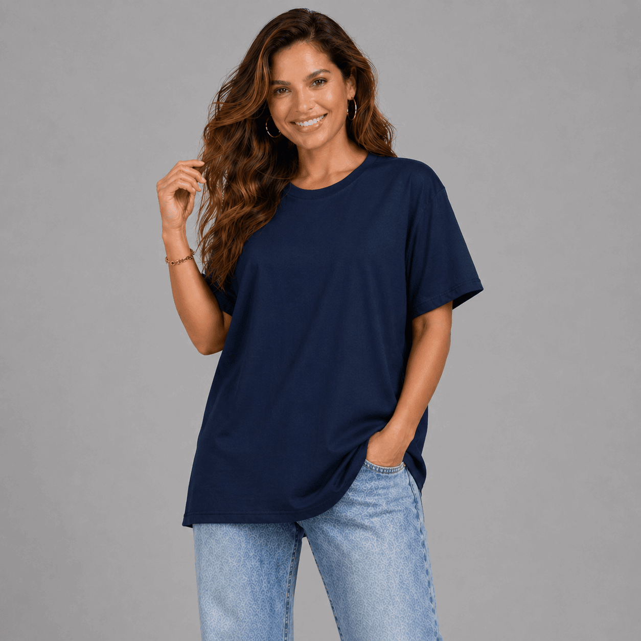 Plain Short Sleeve Long Length Cotton T-Shirt - FullFab