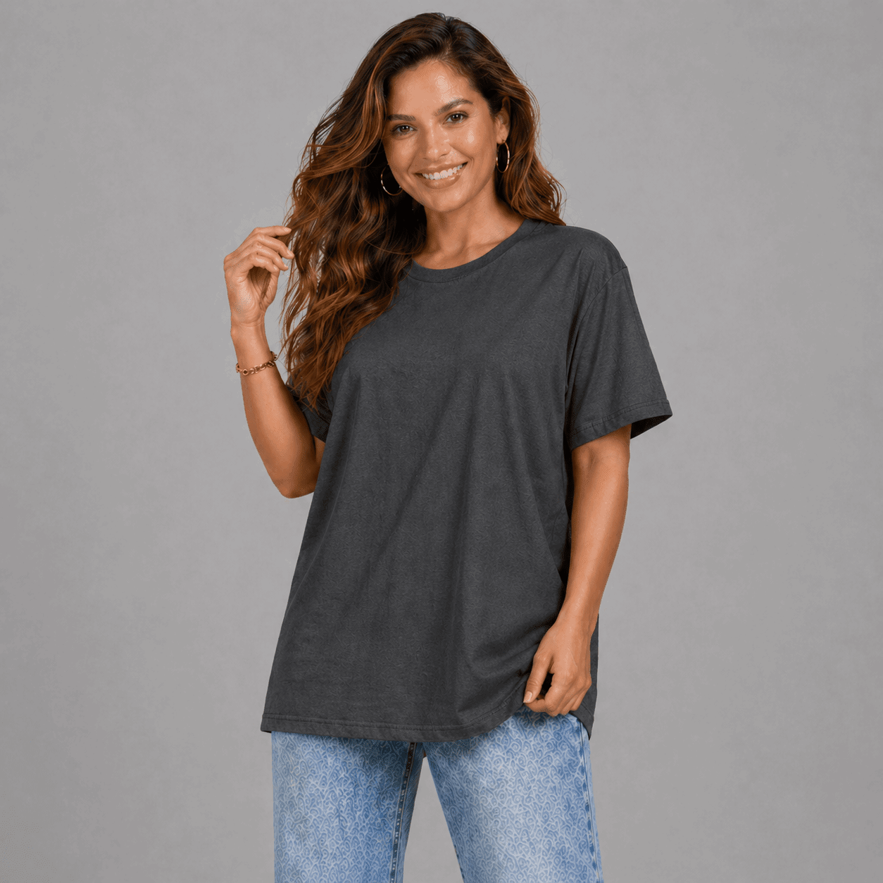Plain Short Sleeve Long Length Cotton T-Shirt - FullFab