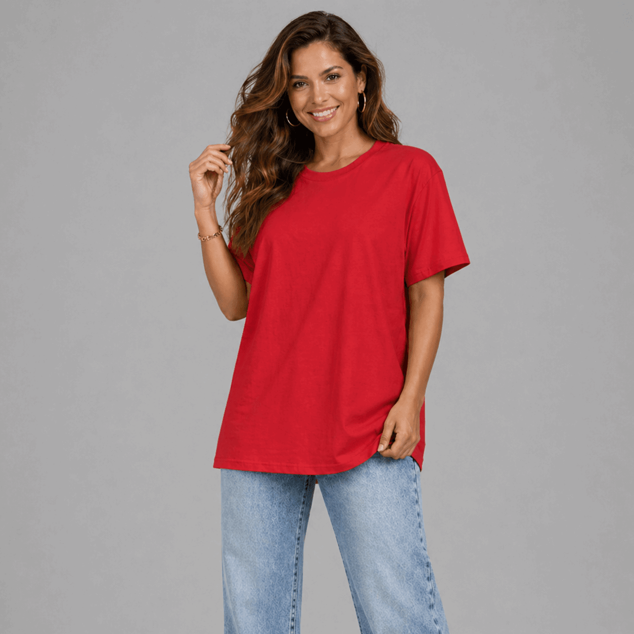 Plain Short Sleeve Long Length Cotton T-Shirt - FullFab