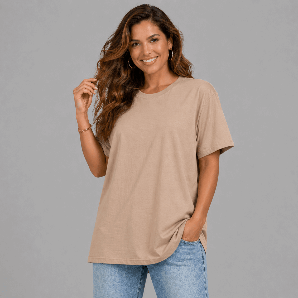 Plain Short Sleeve Long Length Cotton T-Shirt - FullFab