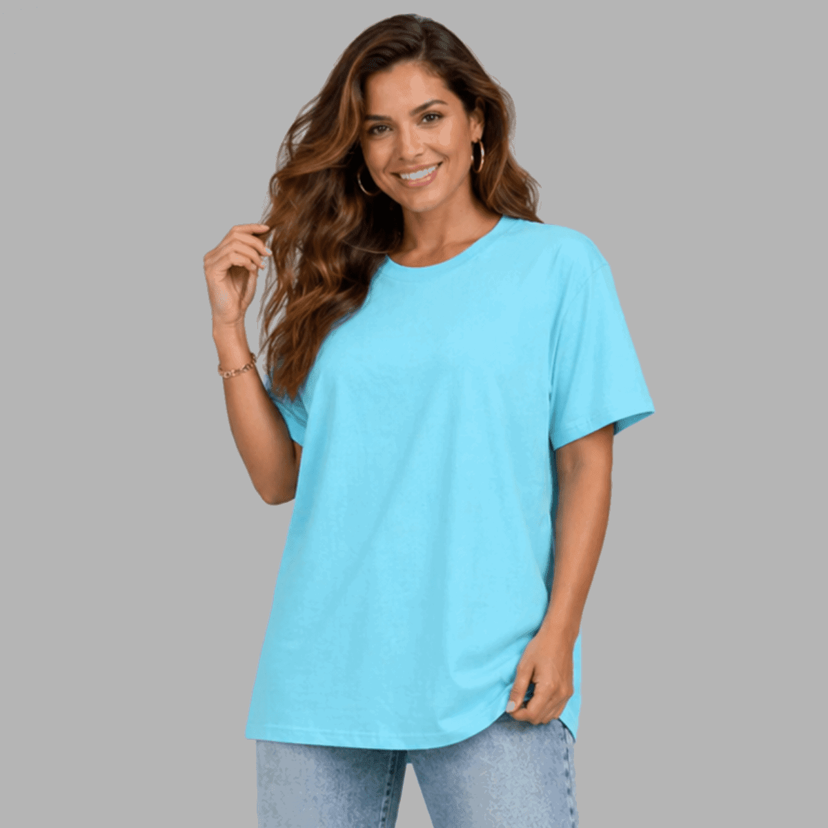 Plain Short Sleeve Long Length Cotton T-Shirt - FullFab