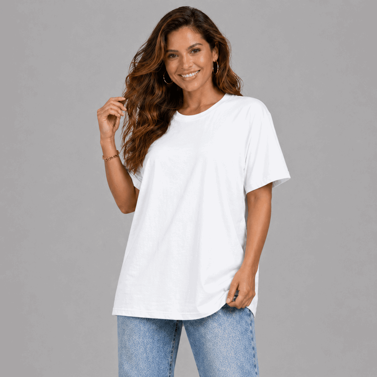 Plain Short Sleeve Long Length Cotton T-Shirt - FullFab