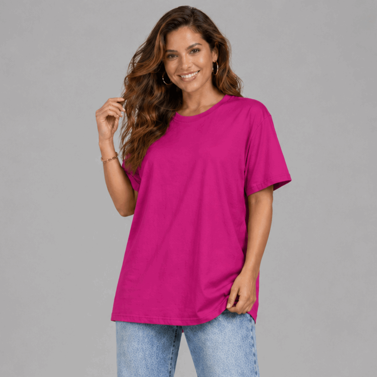 Plain Short Sleeve Long Length Cotton T-Shirt - FullFab