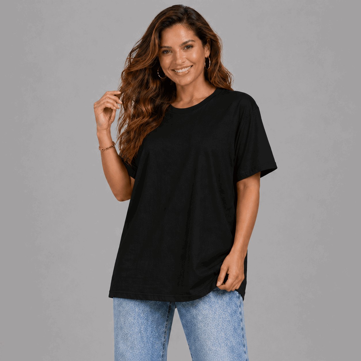 Plain Short Sleeve Long Length Cotton T-Shirt - FullFab