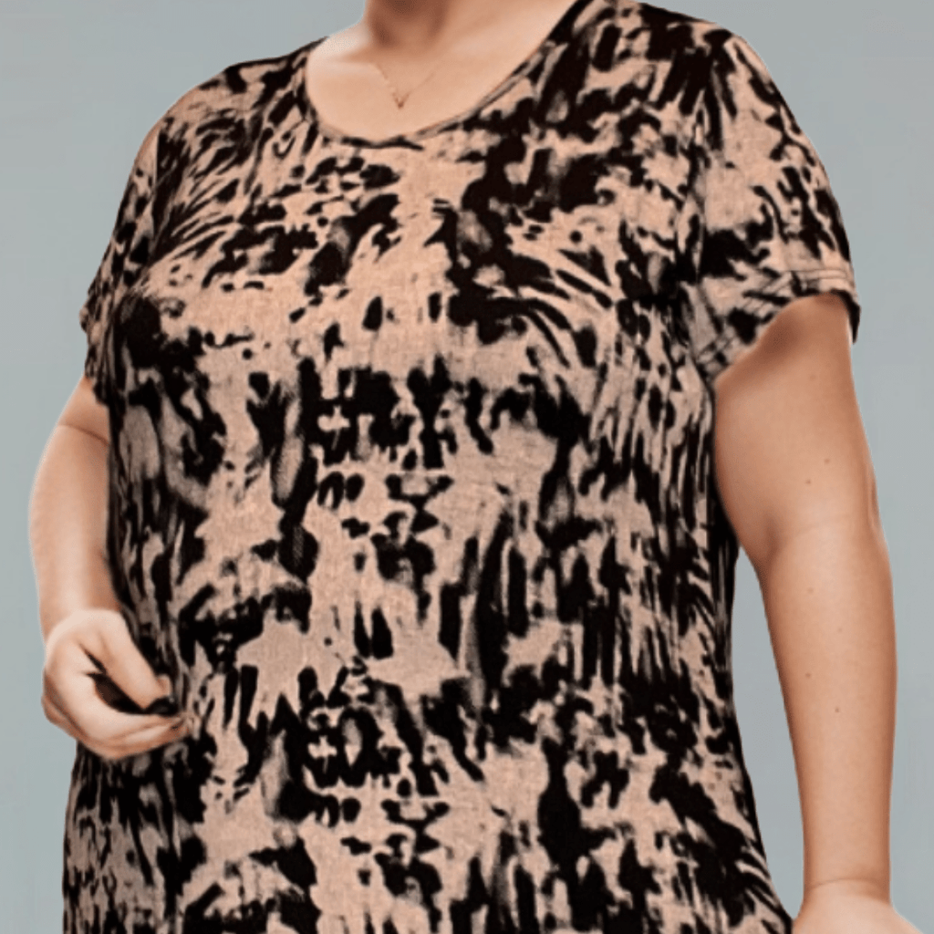 BLACK TAUPE SPLASH LONG LENGTH T-SHIRT - FullFab