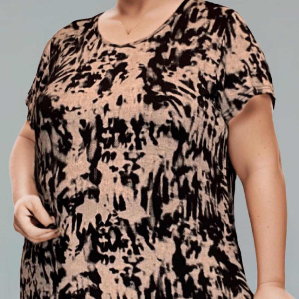 BLACK TAUPE SPLASH LONG LENGTH T-SHIRT - FullFab