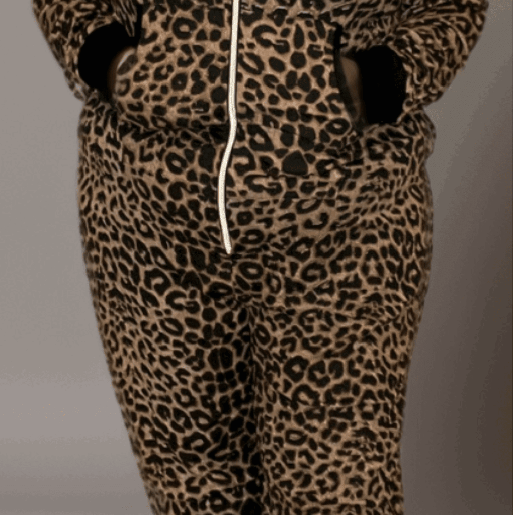 Plus-Size Leopard Print Stretch Lounge Jumpsuit - FullFab