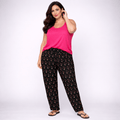 Black Pink Lime Elasticated Floral Soft Trousers - FullFab