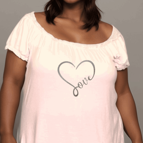 Plus‑Size Love Heart Off‑Shoulder Gypsy Top - FullFab