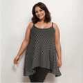 Polka Dot Cami Vest Hanky Hem Swing Top - FullFab