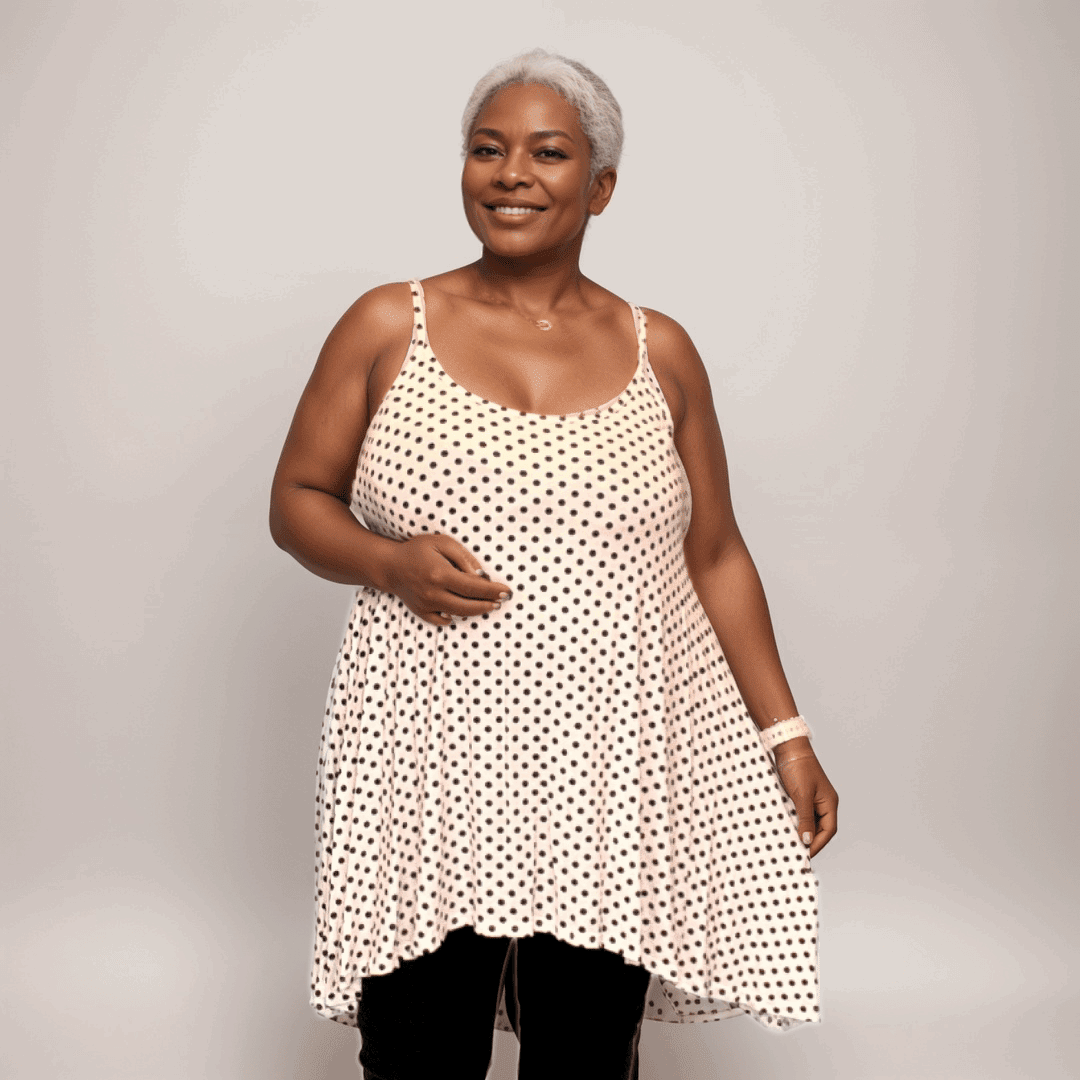 Polka Dot Cami Vest Hanky Hem Swing Top - FullFab