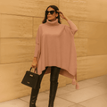 Polo Neck Oversized Jumper with Tassle Detail - FullFab