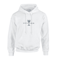 Power-Gin white hoodie featuring a stylish glass logo on the front.