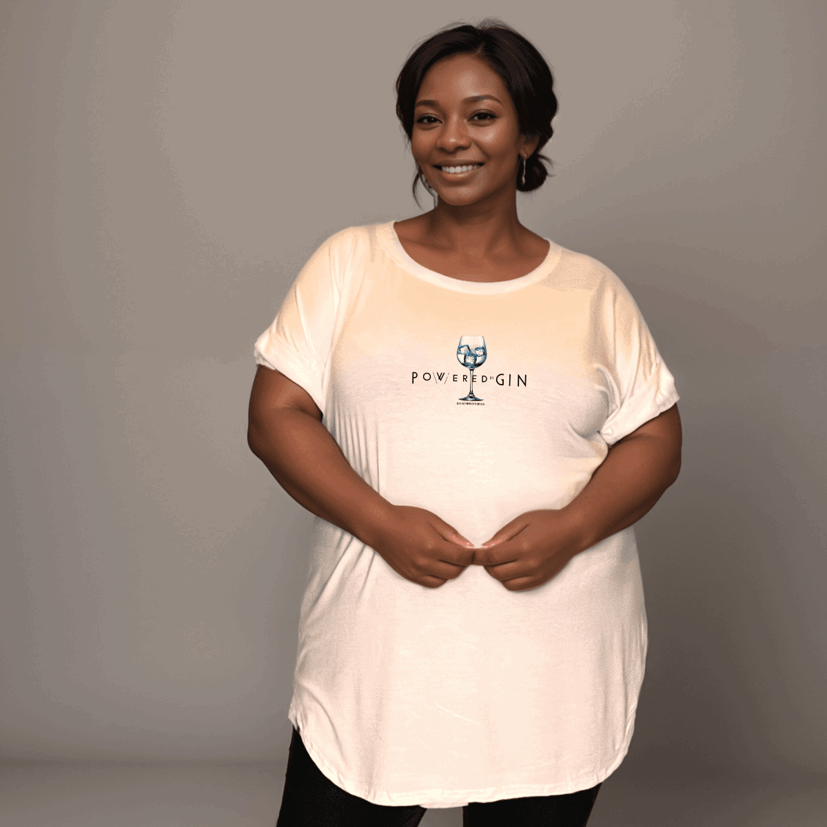 POWERED BY GIN DIPPED HEM T-SHIRT - FullFab