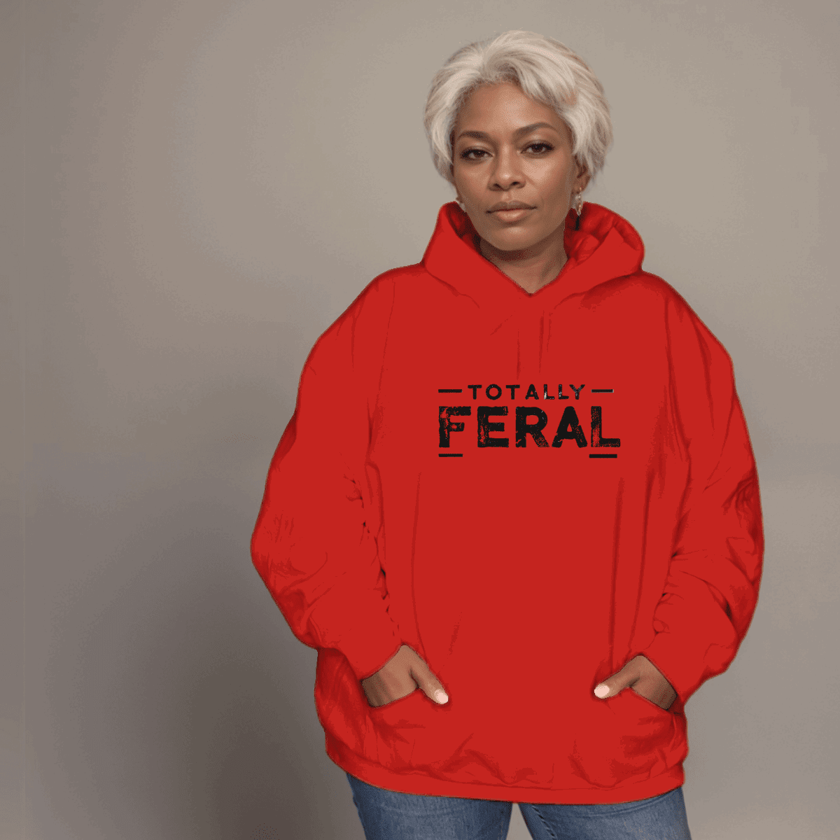 Premium Cotton Hoodie with “Totally Feral” Logo - FullFab