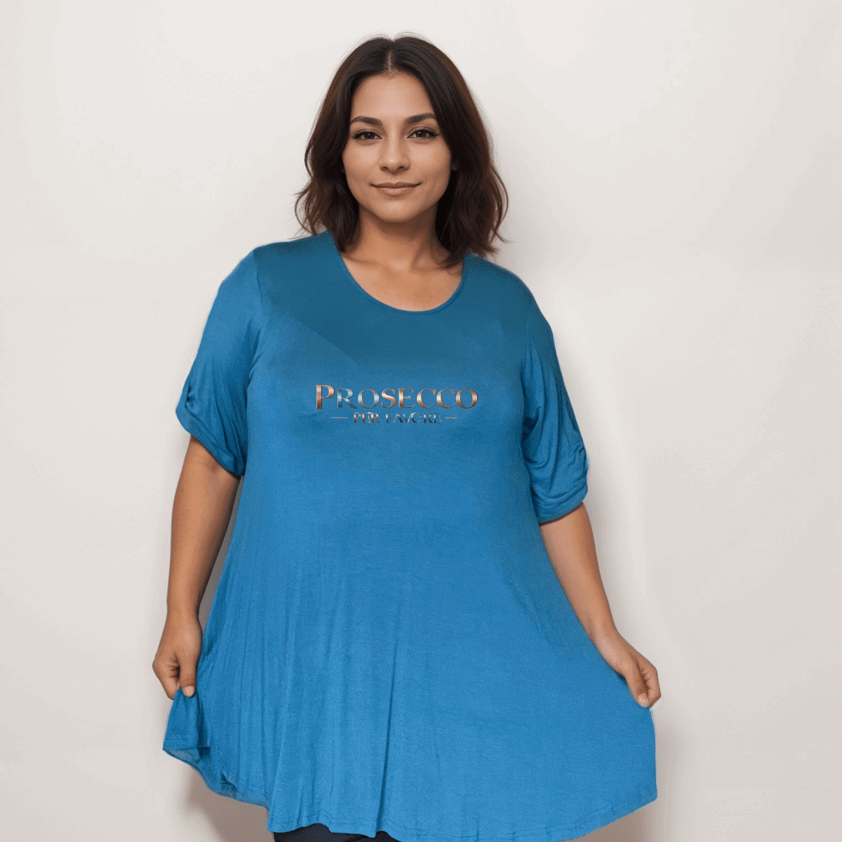 Prosecco Per Favore Button Sleeve Swing Top - FullFab