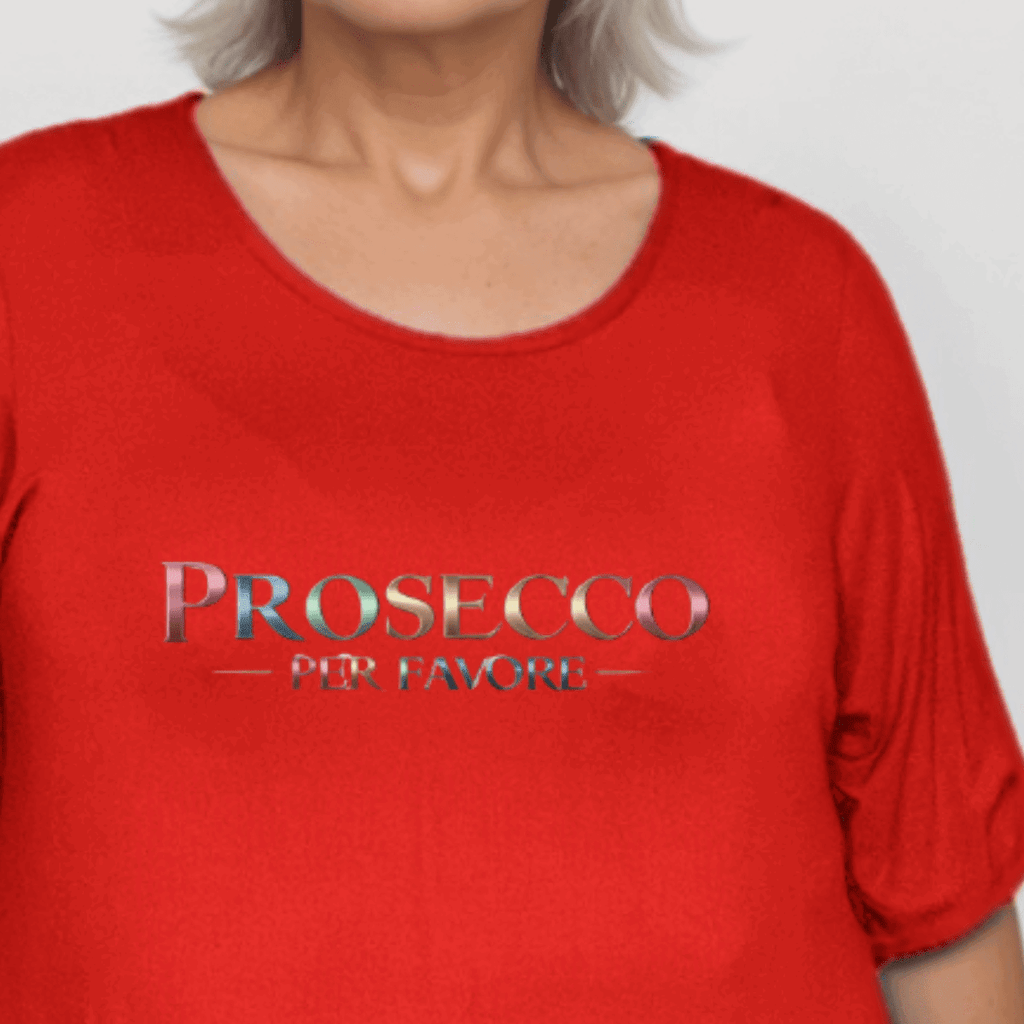 Prosecco Per Favore Button Sleeve Swing Top - FullFab