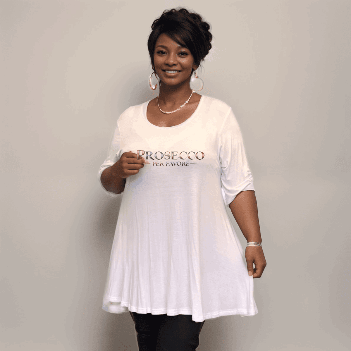 Prosecco Per Favore Button Sleeve Swing Top - FullFab