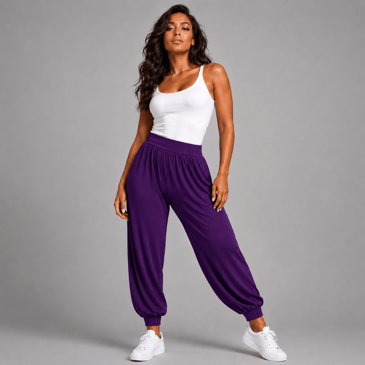 Soft Stretchy High Waist Harem Pants - FullFab
