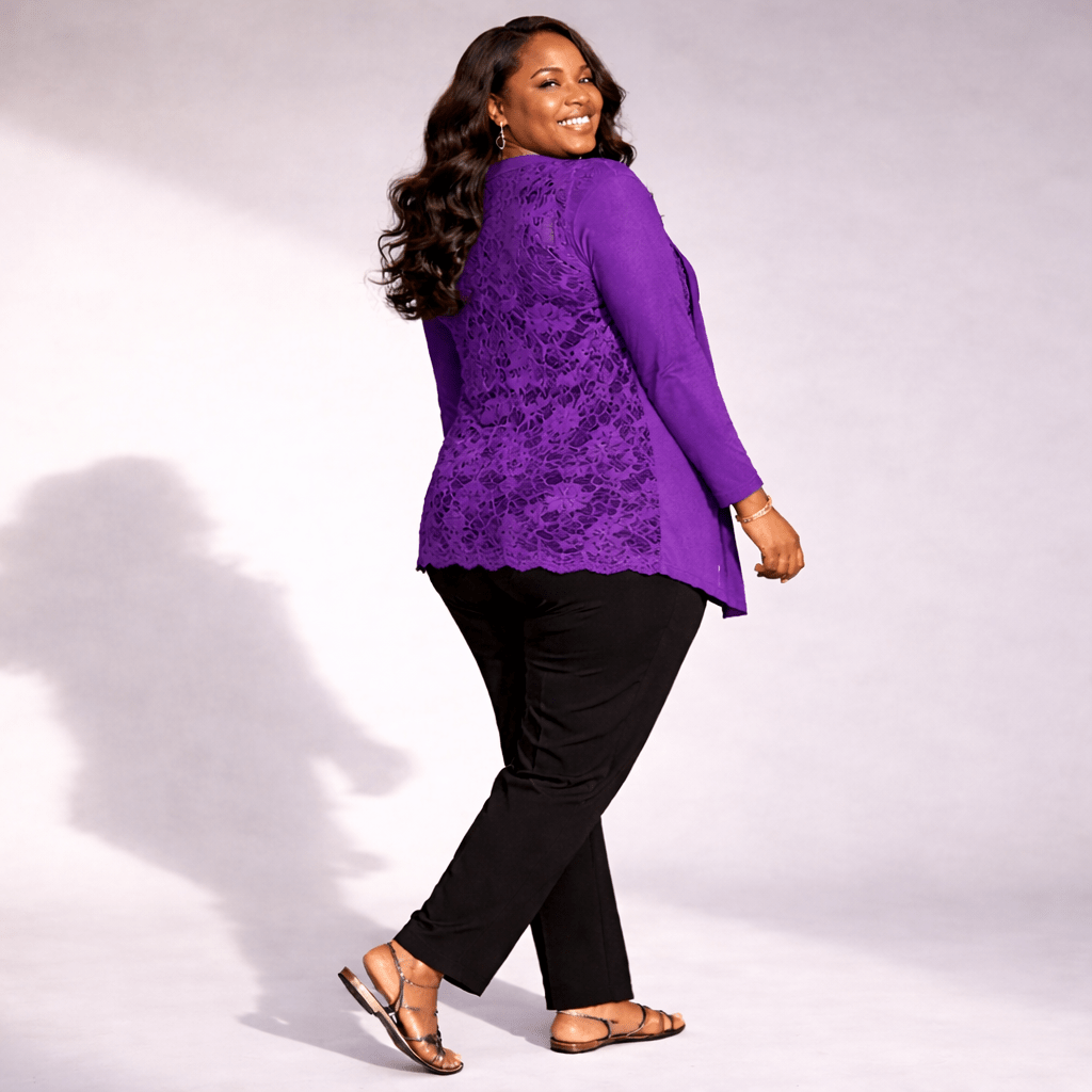Scallop Hem Lace Back Open Front Cardigan - FullFab